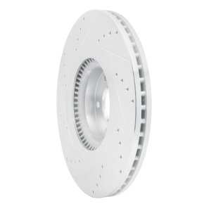 Genesis G80 Brake Rotor (1) - Front Right - R1 Concepts - Drilled & Slotted - Silver - `12-`17